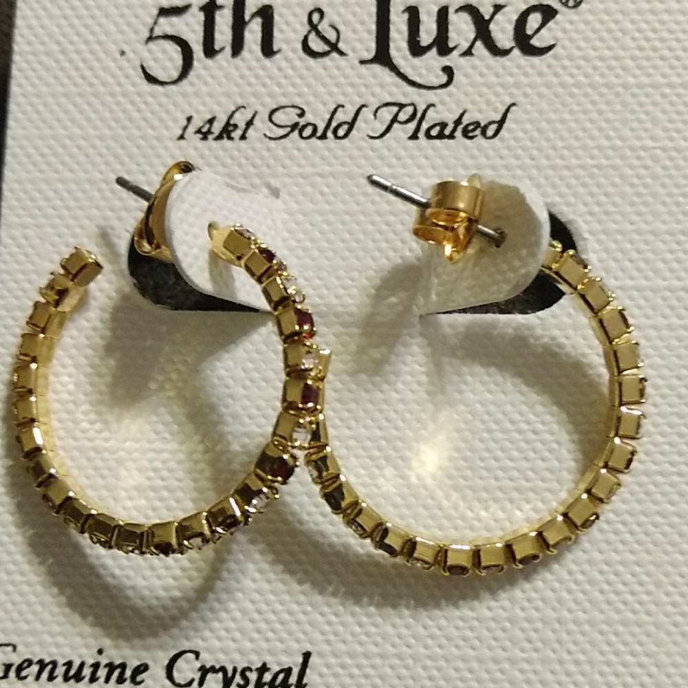 5th and Luxe 14k gold plated Crystal earrings